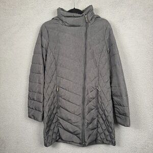 Michael Kors Coat Womens M Gray‎ Quilted Hooded Long Packable Down Warm Designer